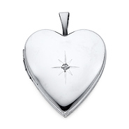 14K White Gold Diamond-Accent Heart Locket Pendant