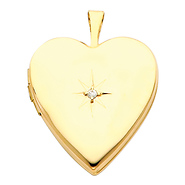 14K Yellow Gold Diamond-Accent Heart Locket Pendant