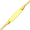 14K Yellow Gold 2.5mm Baby Heart ID Concave Curb Bracelet with Lobster Claw Clasp