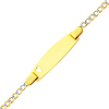 2.5mm White Pave Heart Concave Curb 14K Yellow Gold Baby ID Bracelet