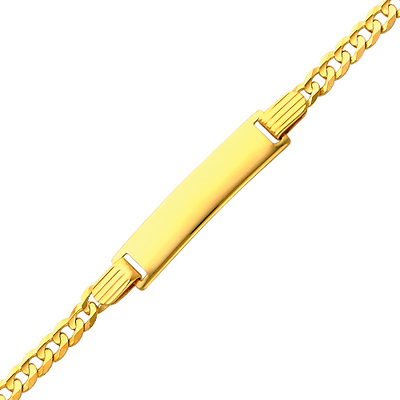 3.0mm Concave Curb 14K Yellow Gold Baby ID  Bracelet