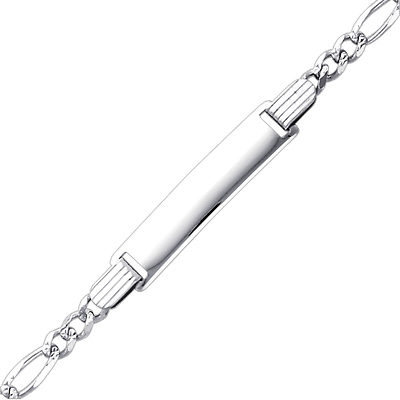 4.0mm Pave Figaro 14K White Gold Baby ID Bracelet