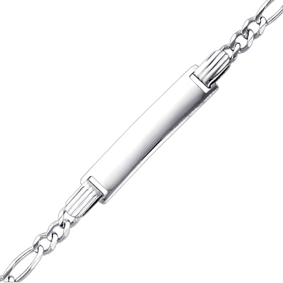 Figaro 4mm 14K White Gold Baby ID Bracelet