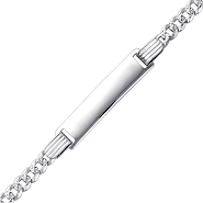 3.0mm Pave Concave Curb 14K White Gold Baby ID Bracelet