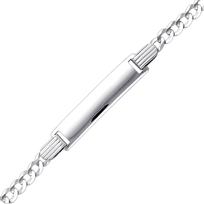 3.0mm Concave Curb 14K White Gold  Baby ID Bracelet