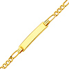 14K Yellow Gold 3.0mm Hollow Baby ID Figaro Bracelet with Spring Ring Clasp