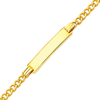 3.0mm Hollow Concave Curb 14K Yellow Gold Baby ID Bracelet
