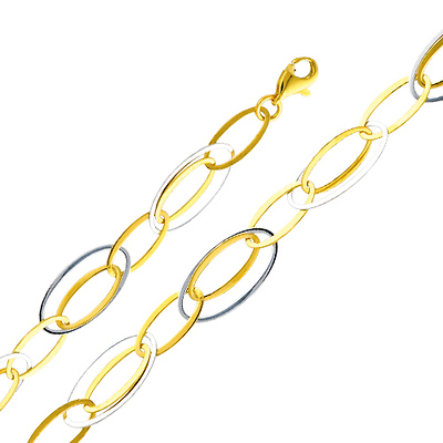 Light Fashion Link 14K Yellow and White Gold Bracelet