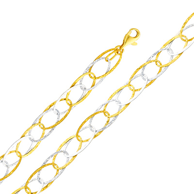 Light Fashion Link 14K Yellow and White Gold Bracelet