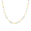 14K Yellow and White Gold Light Fashion Link Necklace with Lobster Claw Clasp