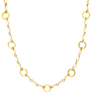 17mm Women's Round 14K Yellow Gold Link Necklace with Lobster Clasp