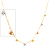 Designer Dangling Flowers 14K Tri-Color Gold Link Necklace