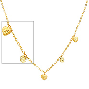 Fancy Dangling Heart 14K Yellow Gold Women�s Link Chain Necklace