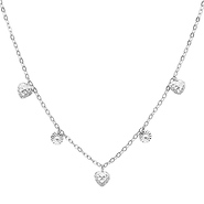 Fancy Dangling Heart 14K White Gold Women�s Link Chain Necklace