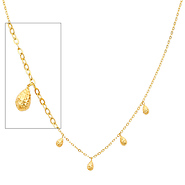 Designer Dangling Teardrop Women's 14K Yellow Gold Link Necklace