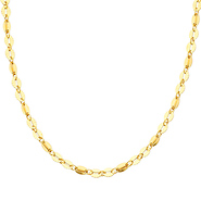 Designer Diamond Cut Flat Oval 14K Yellow Gold Link Necklace
