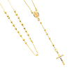 14K Yellow Gold 3mm Beads Our Lady Guadalupe Rosary Necklace with White Gold Crucifix