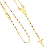 14K Tri-Color Gold 2mm Beads Our Lady Guadalupe Rosary Necklace
