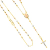 14K Tri-Color Gold 3mm Beads Our Lady Guadalupe Rosary Necklace