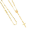 14K Yellow Gold 3mm Beads Our Lady Guadalupe Rosary Necklace