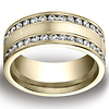 14K Yellow Gold Double Channel Set Satin Diamond Wedding Band (Size 6.5)