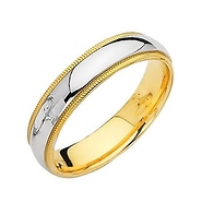 18k and Platinum Two Tone Milgrain Benchmark Wedding Band (Size 9)
