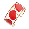 Red Rose Petal Cuff Bangle Bracelet