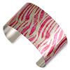 Tattooed Steel Zebra Wave Design Bangle Cuff Bracelet