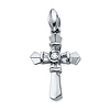 Fancy Baguette CZ Rhodium Plated Sterling Silver Cross Pendant Charm