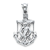 .925 Sterling Silver Rhodium Plated CZ Mariner Jesus Crucifix Charm Pendant