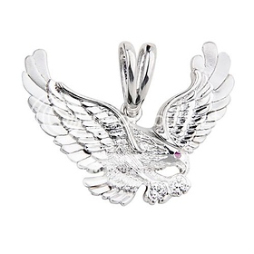 Rhodium Sterling Silver CZ Flying Eagle Pendant
