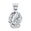.925 Sterling Silver Rhodium Plated CZ Cobra Snake Charm Pendant