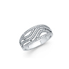 .925 Sterling Silver CZ Micro Pave Alternating Waves Shimmering Designer Couture Band