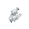 .925 Sterling Silver CZ Baby Turtles Womens Fancy Ring