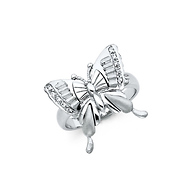 .925 Sterling Silver CZ Floating Butterfly Womens Fancy Ring