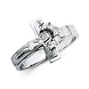 .925 Sterling Silver CZ Crucifix Womens Ring 