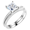 Princess cut  Solitaire .925 Sterling Silver CZ Engagement Ring Set