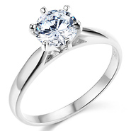 Round cut Solitaire .925 Sterling Silver CZ Wedding Engagement Ring