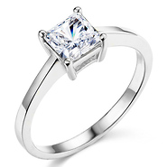 Princess cut  Solitaire .925 Sterling Silver CZ Wedding Engagement Ring
