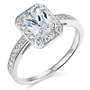 Oval cut with Side Stone 14K White Gold CZ Wedding Engagement Ring Band