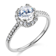 Halo Round Cut with Side Stone CZ Engagement Ring