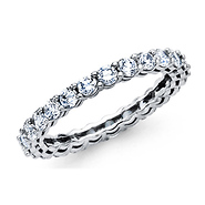 14K White Gold Round-cut CZ Cubic Zirconia Ladies Wedding Eternity Ring Band