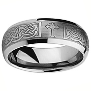 8mm Laser Engraved Celtic Knot Cross Cobalt-Free Tungsten Wedding Band