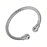snake scale design white gold plated silver bangle