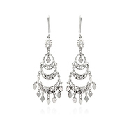 DecoSkye 3 Tier Fringe White Chandelier Earrings
