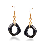 Black Ceramic Drop Earrings with Rose Gold Plated Stainless Steel 60mm