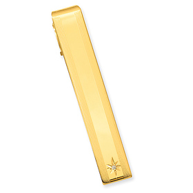 Gold-Plated Diamond Accent Tie Bar
