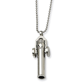 Stainless Steel Cannon Pendant with Ball Chain Necklace