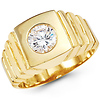 11.5mm Round Solitaire CZ 14K Yellow Gold Ring
