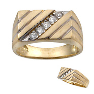 14k Two Tone Diagnol CZ Ring